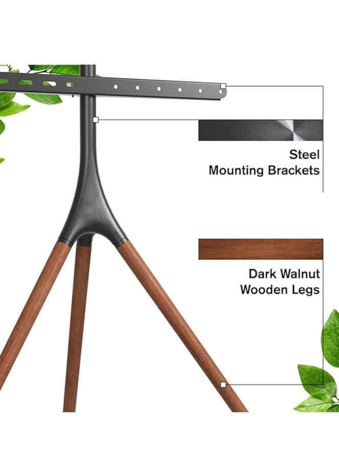 Hamood TRIPOD 45”-65” TV STAND PORTABLE CORNER STUDIO TV FLOOR STAND WITH BEECH WOOD LEGS STAND HEIGHT ADJUSTABLE - Image 3